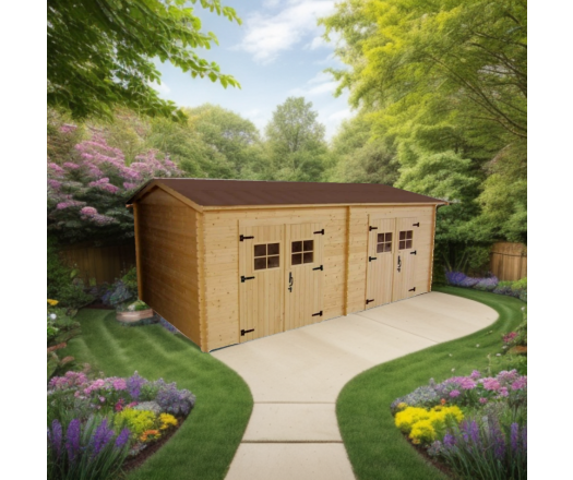 Abri Dordogne, Epicéa Madriers 28mm, 3.60 x 6.50, 21.00m²