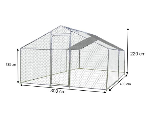 Enclos parc grillagé pour animaux, Acier, 3.00 x 4.00m, 12m²