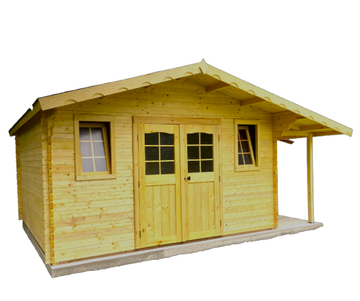 Abri Balmont, Madriers épicéa 28mm, 4.0 x 5.0m, 20m²