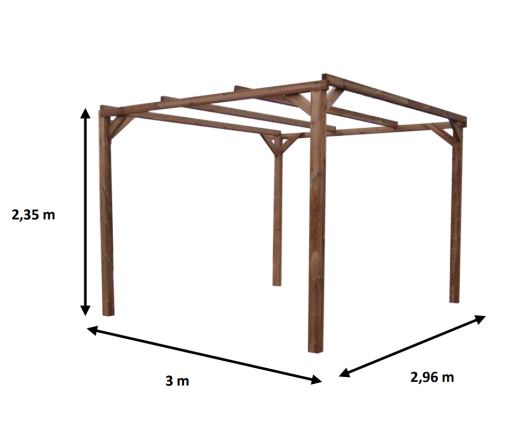 Pergola Thonon, THT  sans couverture, 3.00 x 3.00 m, 9.00m²