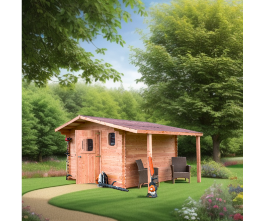 Abri Dommar, Douglas Madriers 28mm, 4.90 x 4.00m, 19.70m²