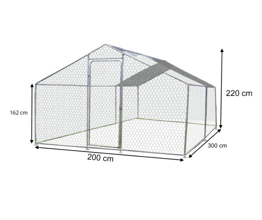 Enclos parc grillagé pour animaux, Acier, 2.00 x 3.00m, 6m²