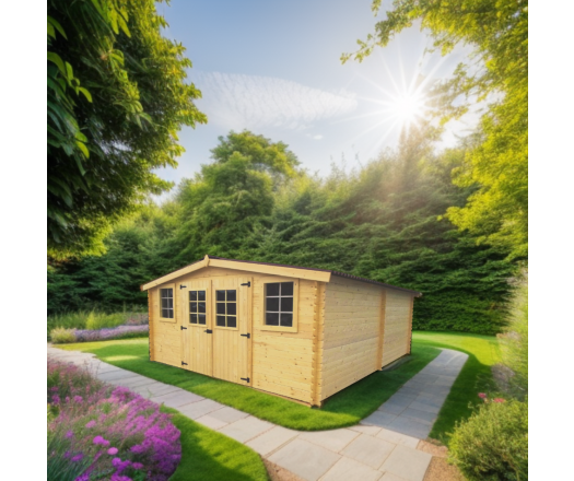 Abri Baron, Epicéa Madriers 28mm, 4.00x 5.00m, 20,00 m²