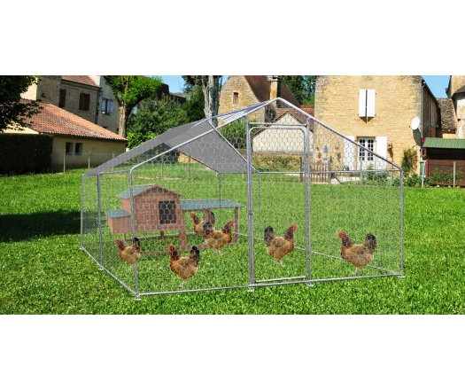 Enclos parc grillagé pour animaux, Acier, 3.00 x 4.00m, 12m²