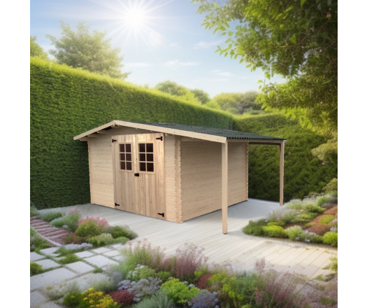Abri Vaduz, Epicéa madriers 28 mm, 4.40 x 3.00m, 13.52 m²