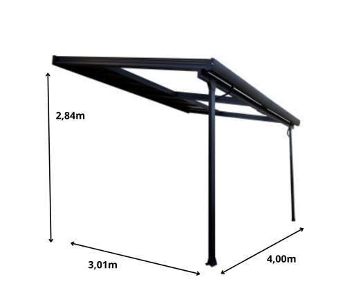 Toit terrasse, Aluminium avec toit amovible gris anthracite, 3.00 x 4.00, 12m²