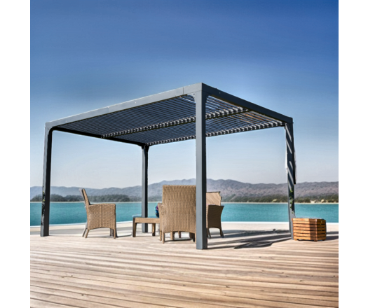 Pergola Bioclimatique avec ventelles, Aluminium gris anthracite, 3.60 x 3.00m, 10.80m²
