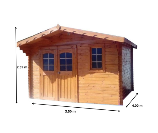 Abri Natura, Epicéa madriers 42mm, 3.60 x 3.80m, 17.50m²