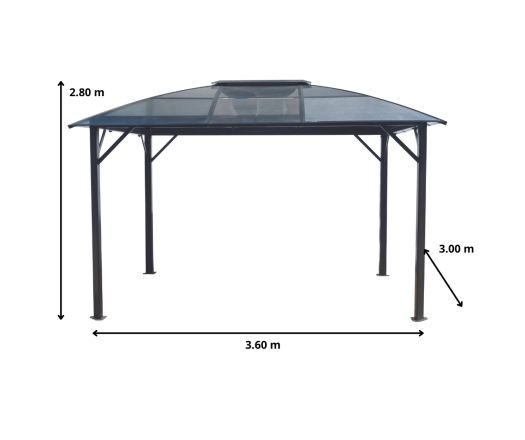 Gloriette avec rideaux, Aluminium, 3.60 x 3.00 m, 10.80m²