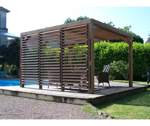 Pergola Thermauvent avec ventelles / 1 coté et toit, THT, 3.40 x 3.10m, 10.70m²