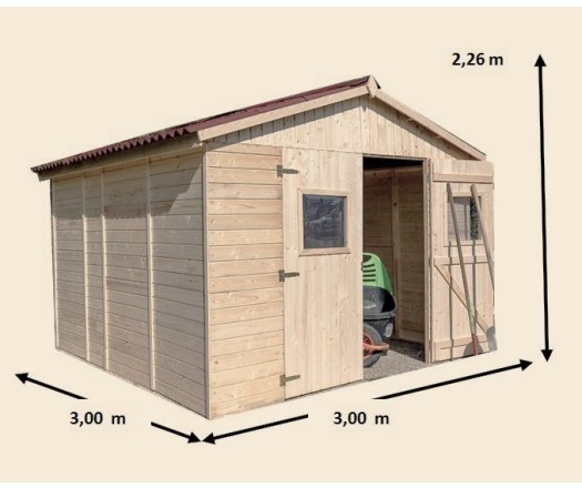 Abri Eden, Epicéa panneaux 16mm, 3.00 x 3.00, 9.00m²