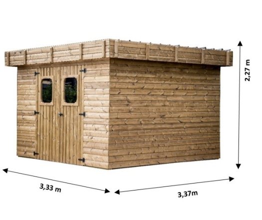 Abri Thalasso, THT Madriers 28mm, 3.30 x 3.40m, 11.22m²