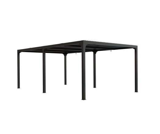 Pergola Bioclimatique avec ventelles, Aluminium gris anthracite, 3.60 x 6.00m, 21.60m²