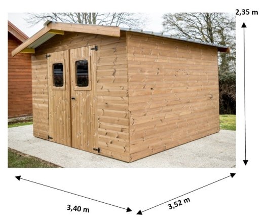 Abri Thiers, THT Madriers 19mm, 3.40 x 3.50m, 12m²