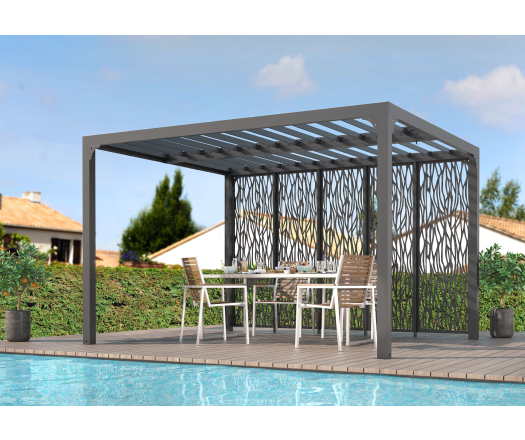 5 panneaux moucharabieh en acier haute performance finition époxy gris anthracite pour côté 3,60 m