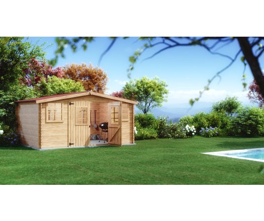 Abri Baron, Epicéa Madriers 28mm, 4.20 x 3.00m, 12.70m²