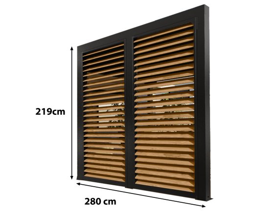 Ventelles aluminium mobiles couleur imitation bois pour  côté 3 m pour pergola bioclimatique PER 3630 BI et PER  2430 BI