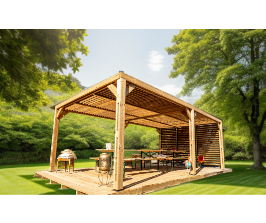 Pergola Thermauvent  avec ventelles mobiles sur mur, THT, 3.40 x 6.20 m, 21.0m²