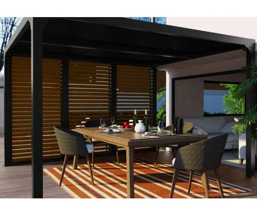 Ventelles aluminium mobiles couleur imitation bois pour  côté 3,60 m pour pergola bioclimatique PER 3630 BI et PER  3660 BI