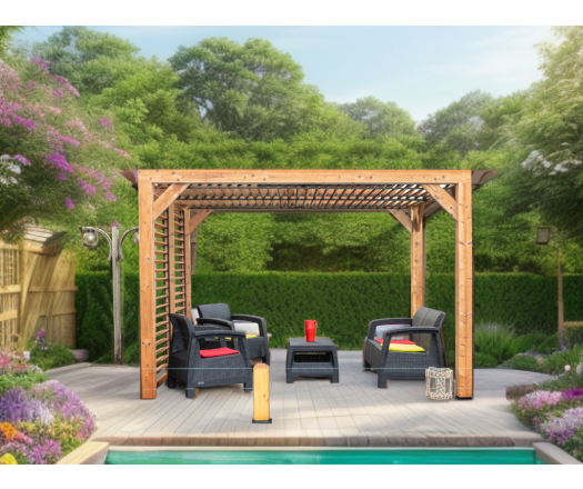 Pergola Thermauvent avec ventelles mobiles sur le toit et un mur, THT, 2.30 x 3.10 m, 7.10m²