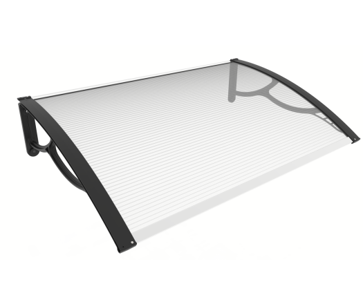 Marquise de porte et fenêtre 80 x 120 cm / support mural plastique / polycarbonate alvéolaire double peau 4 mm