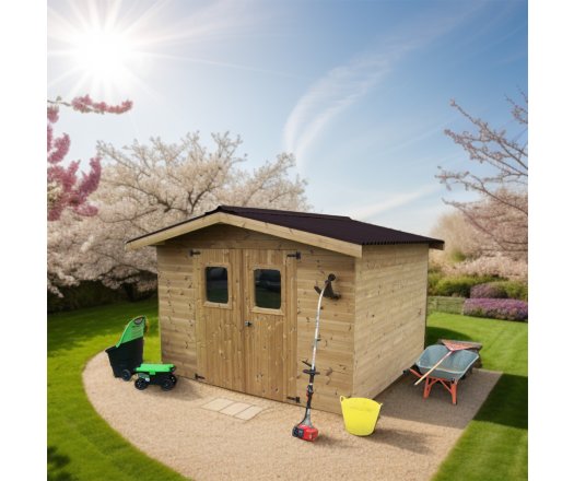 Abri Thermabri, Epicéa THT madriers 28mm, 3.40 x 3.50m, 12m²