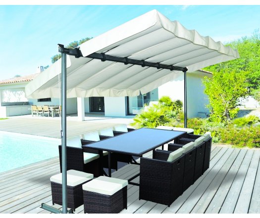 Pergola Marquise avec toile, Aluminium, 2.50 x 3.40, 8.50m²
