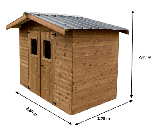 Abri Thermabri, THT Madriers 28mm, 2.70 x 2.80m, 7.60m²
