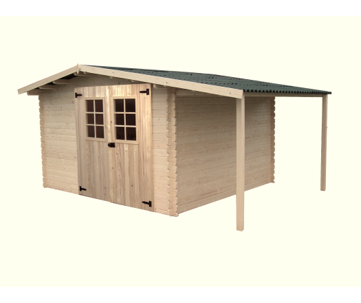 Abri Vaduz, Epicéa madriers 28 mm, 4.40 x 3.00m, 13.52 m²