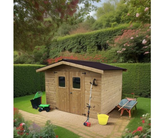 Abri Thermabri, Epicéa THT madriers 28mm, 3.40 x 3.50m, 12m²