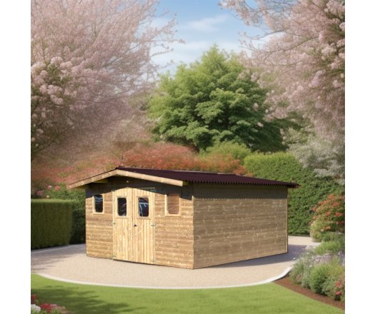 Abri Thermabri, Epicéa THT madriers 28mm, 4.30 x 3.50m, 15.10m²