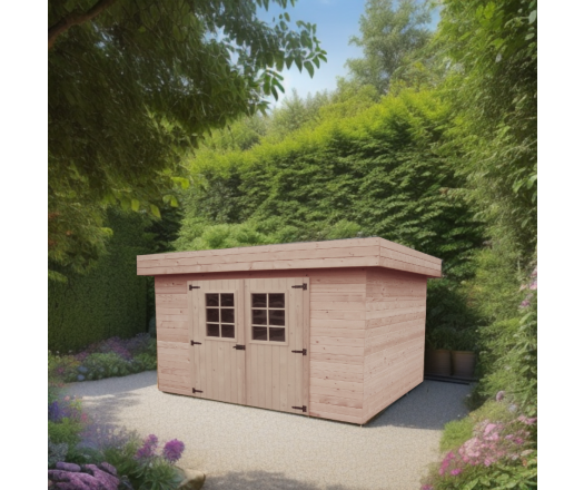 Abri Kemper, Epicéa madriers 28mm, 3.40 x 3.30m, 11.40m²