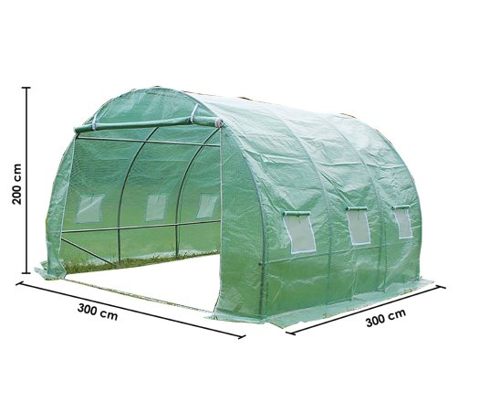 Serre jardin tunnel, Métal, 3 x 3 m, 9.0m²