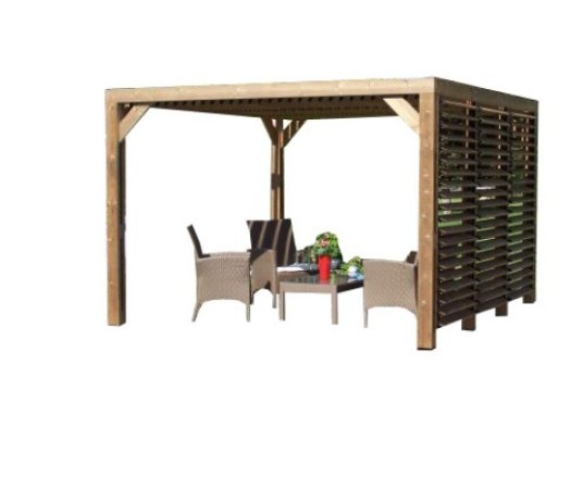 Pergola Thermauvent avec ventelles / 1 coté et toit, THT, 3.40 x 3.10m, 10.70m²