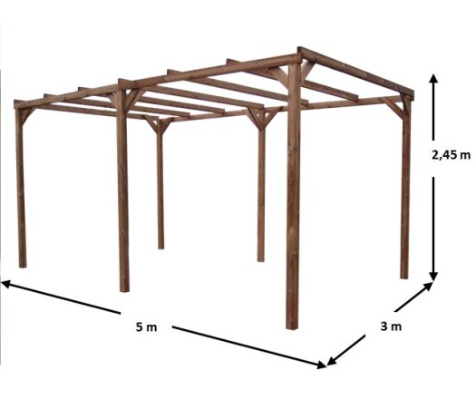 Pergola Thonon, THT  sans couverture, 3.00 x 5.00 m, 15.00m²