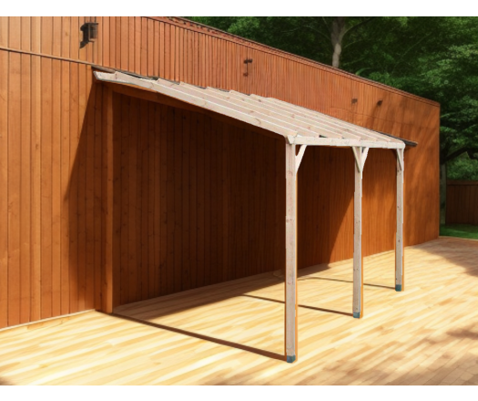 Carport Mural/Pergola Adossable, Pin sylvestre traité autoclave classe III, 3.00 x 5.00m, 15m²