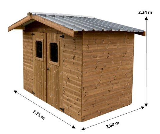 Abri Therma, THT Panneaux 19mm, 2.70 x 2.60m, 7.00m²