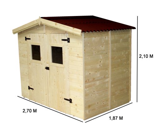 Abri Eden, Epicéa panneaux 16mm, 2.70 x 1.90m, 5.00m²