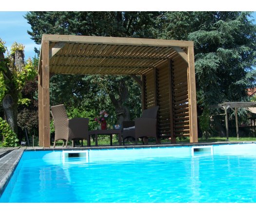Pergola Thermauvent avec ventelles / 1 coté et toit, THT, 3.40 x 3.10m, 10.70m²