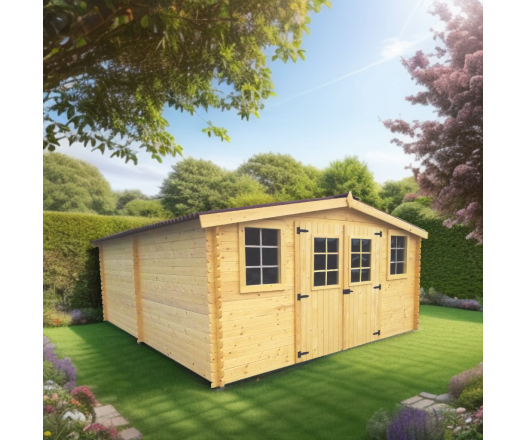 Abri Baron, Epicéa Madriers 28mm, 4.00x 5.00m, 20,00 m²