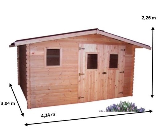 Abri Dublin, Douglas Madriers 28mm, 4.30 x 3.00m, 12.90m²