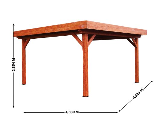Auvent Ombra, Sapin du nord couverture bac acier, 4.00 x 4.00 m, 16m²