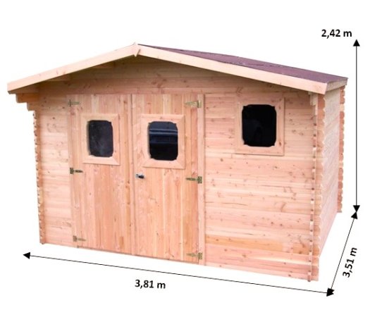 Abri Dommar, Douglas Madriers 28mm, 3.80 x 3.50, 13.30m²