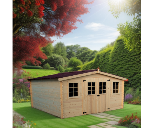 Abri Baron, Epicea madriers 28mm, 4.20 x 4.00m, 16.80m²