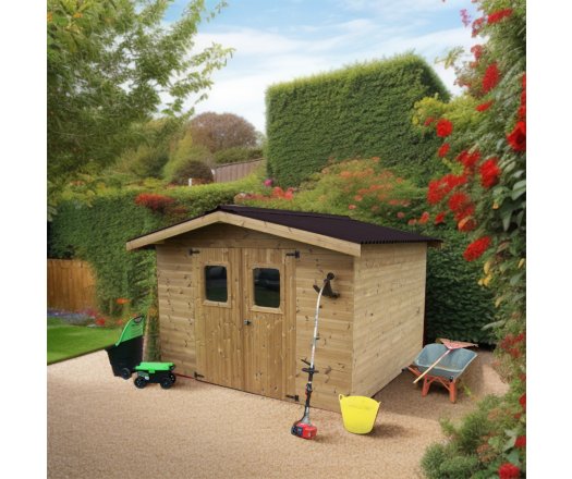 Abri Thermabri, Epicéa THT madriers 28mm, 3.40 x 3.50m, 12m²