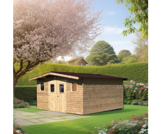 Abri Thermabri, Epicéa THT madriers 28mm, 4.30 x 3.50m, 15.10m²