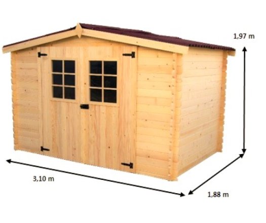 Abri Alpina, Epicéa Madriers 20mm, 3.10 x 1.90m, 5.90m²