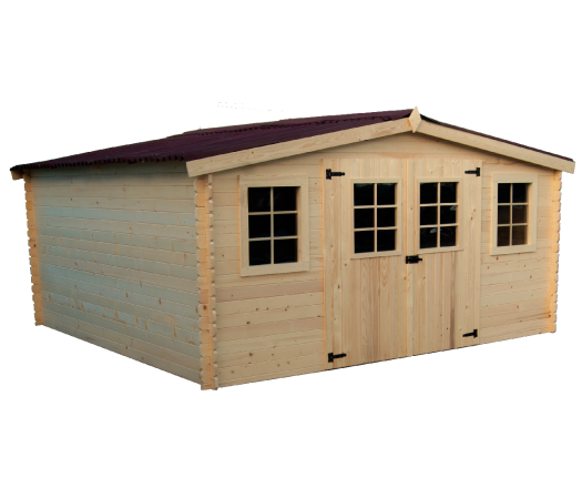 Abri Baron, Epicea madriers 28mm, 4.20 x 4.00m, 16.80m²