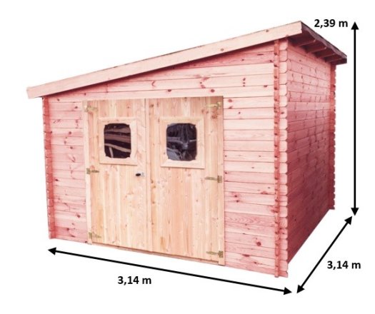 Abri Danube, Douglas Madriers 28mm, 3.15 x 3.15m, 10.00m²