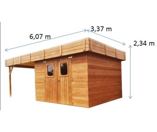Abri Thalasso avec bûcher, THT Madriers 28mm, 2.79 x 3.00m, 8.76m²